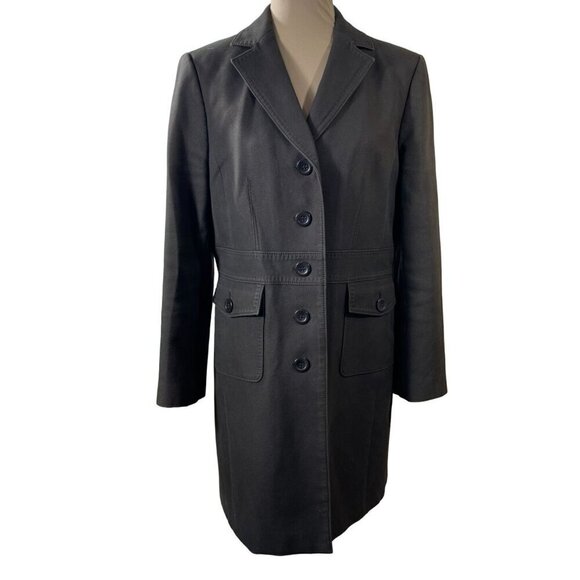 Ann Taylor Jackets & Blazers - Ann Taylor Trench Coat Ribbed Button Front Brown Mid Thigh Size L Large